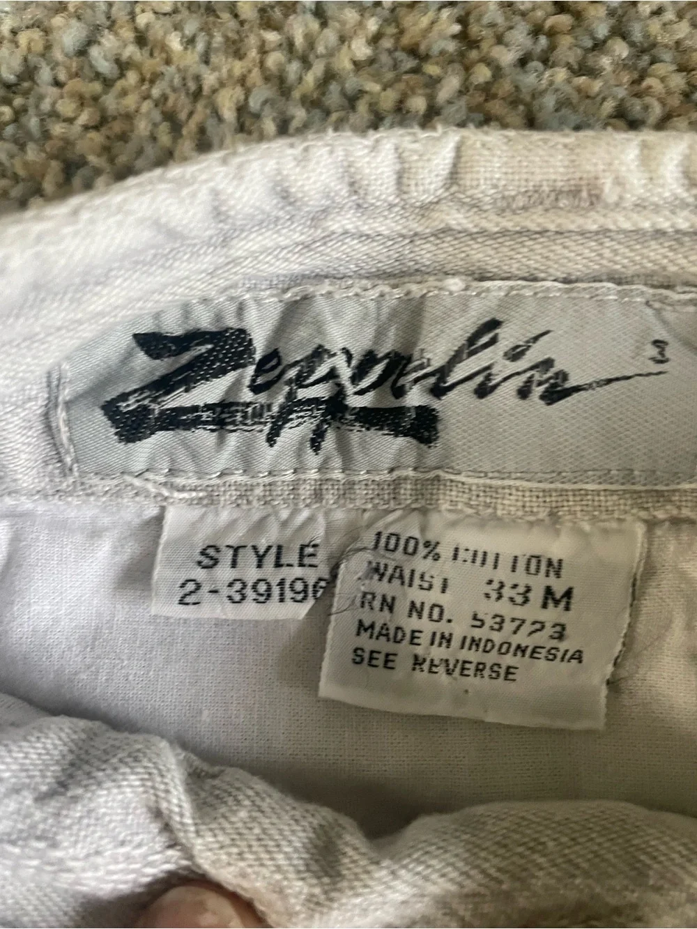 Vintage Zeppelin White Cotton Pants Waist 33 M 90s Y2K